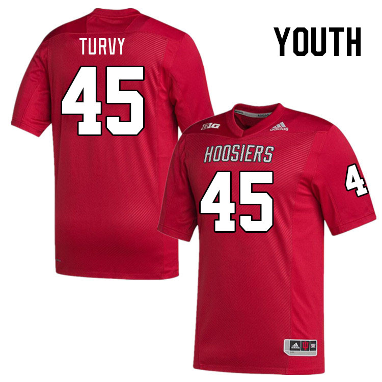 Youth #45 Andrew Turvy Indiana Hoosiers College Football Jerseys Stitched-Red